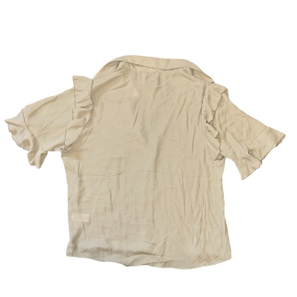 NWT ELIE TAHARI Womens Size LG Green 3/4 Ruffle Sleeves Button Down Blouse - Picture 3 of 4